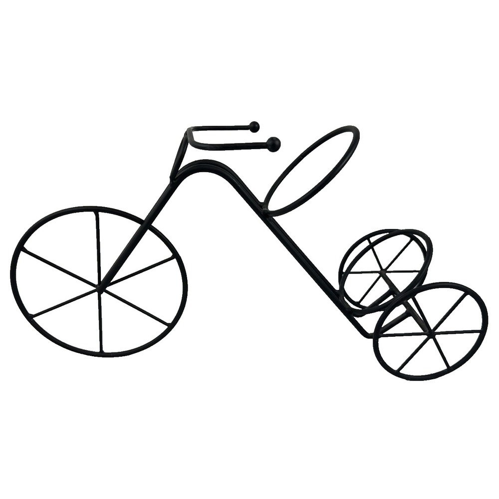 Wine Bottle Holder Rack Black Metal Tricycle Freestanding Countertop